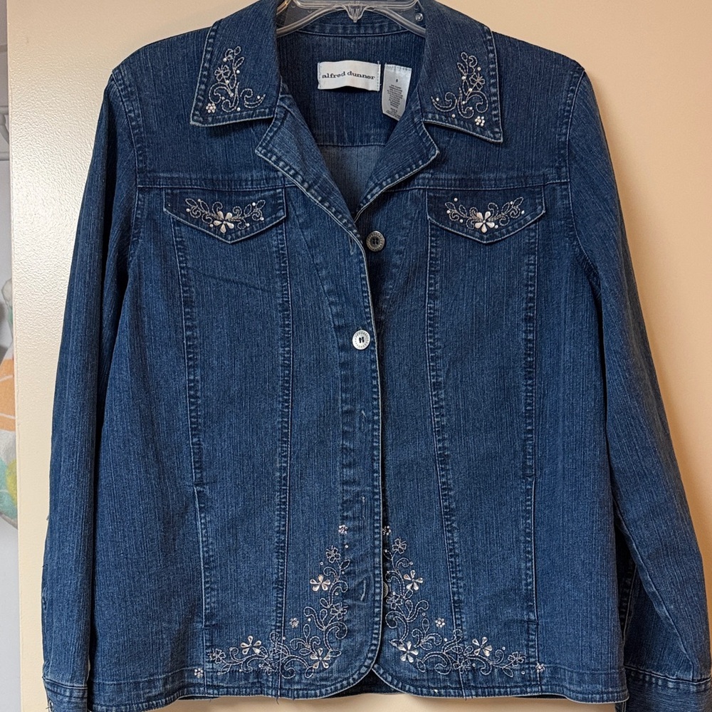 Alfred Dunner. Embroidered Denim Jacket. 8